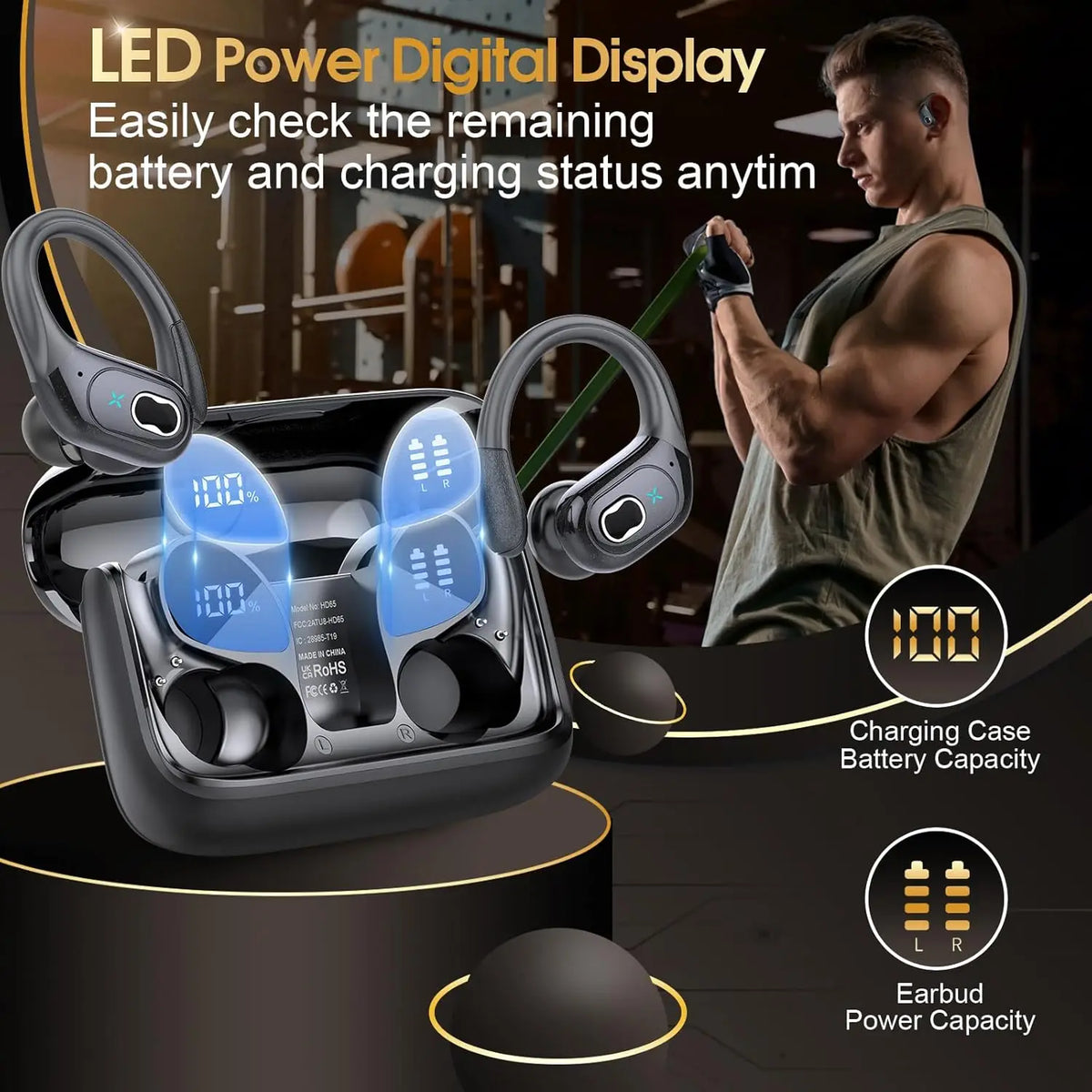 Original GDLYL HD65 TWS Bluetooth V5.4 auriculares inalámbricos LED pantalla Digital auriculares reducción de ruido auriculares impermeables nuevo