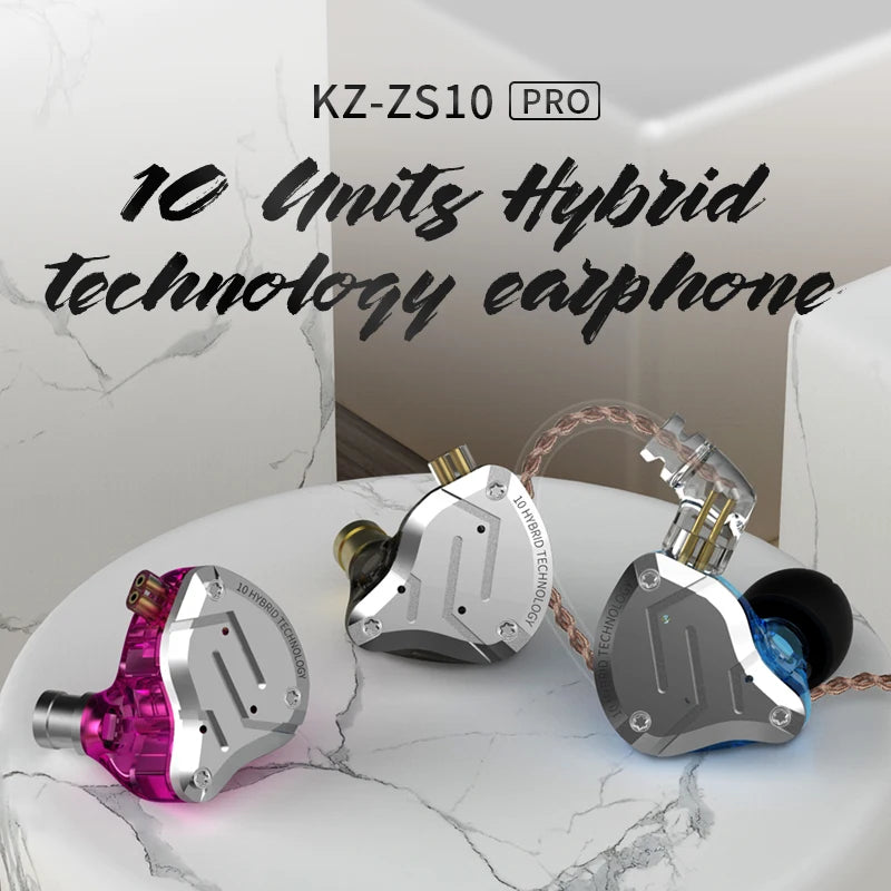 KZ ZS10 PRO 4BA + 1DD auriculares metálicos HIFI, auriculares internos híbridos, Auriculares deportivos con cancelación de ruido, KZ ZSN PRO ZST AS16 AS12 AS10 C16