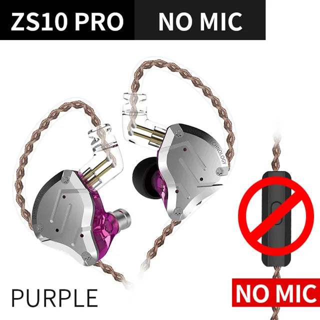 KZ ZS10 PRO 4BA + 1DD auriculares metálicos HIFI, auriculares internos híbridos, Auriculares deportivos con cancelación de ruido, KZ ZSN PRO ZST AS16 AS12 AS10 C16