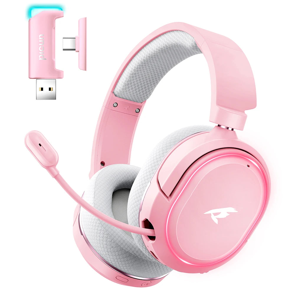 Auriculares Inalámbricos para Juegos Picun G2, Bluetooth 2.4G, Sonido Envolvente 7.1, Baja Latencia de 5ms, Micrófono ENC para PC, PS4, PS5, Teléfono, Switch