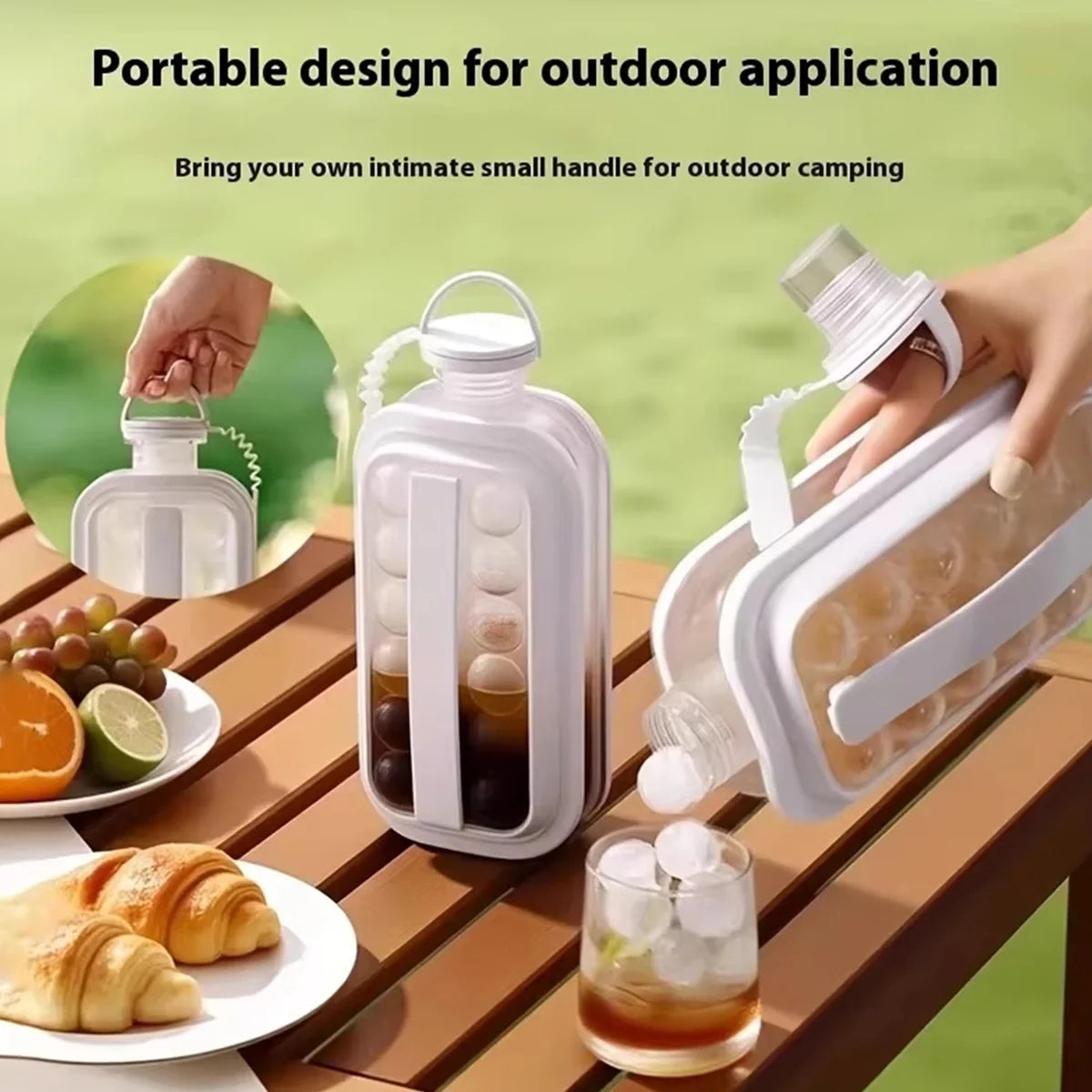 Bandeja para hacer bolas de hielo, botella 2 en 1, disco portátil para hacer botellas de agua, moldes de cubos plegables con 17 rejillas para Picnic en el hogar y la Oficina