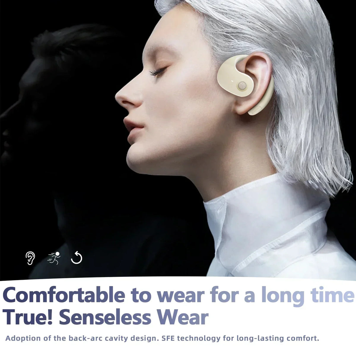 Auriculares inalámbricos con Bluetooth y micrófonos, sonido estéreo HiFi, auriculares deportivos con control táctil inteligente para teléfonos