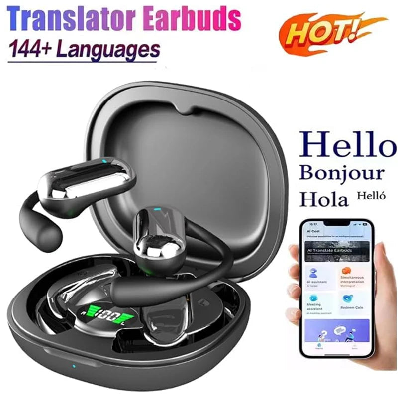 Auriculares inalámbricos UYUXIO AI con traducción de idiomas con 144 idiomas, traductor en tiempo Real, auriculares BT 5,4 para negocios