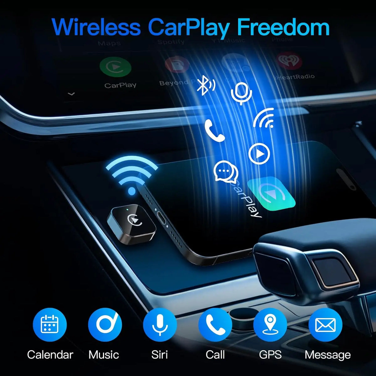(Actualizado 2026) Adaptador Inalámbrico CarPlay para Apple iPhone y Android, Tamaño Pequeño, Conexión Inalámbrica Rápida y Estable, Plug and Play