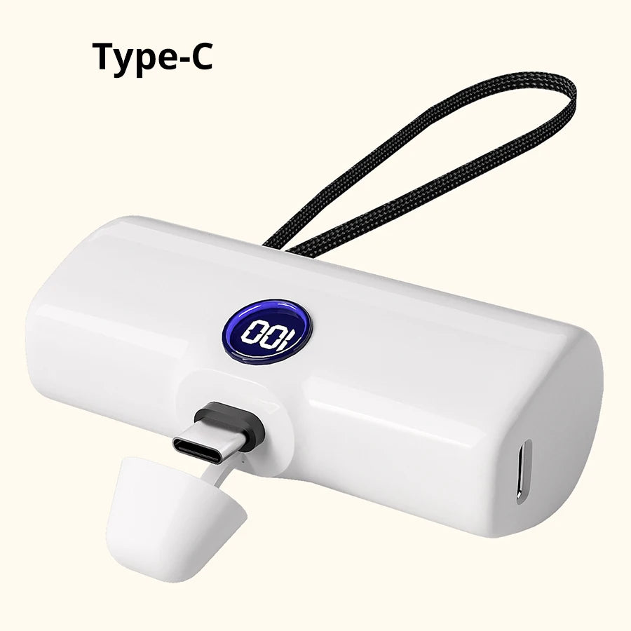 Banco de Energía de Carga Rápida, Cargador Portátil, Batería Externa para iPhone y Android, Pantalla LED Digital, Mini Powerbank de 5000mAh