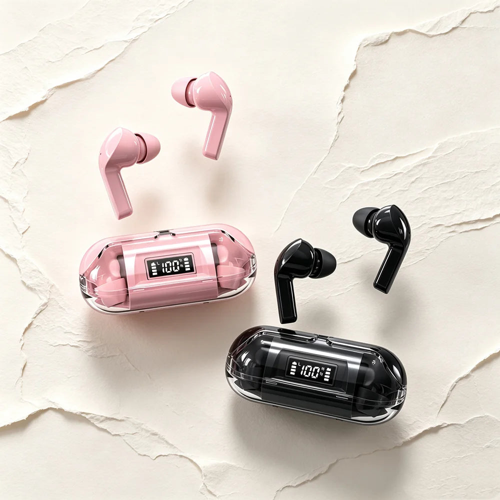 Auriculares Inalámbricos TWS Baratos, Audífonos Inalámbricos con Control Táctil, Auriculares Bluetooth con Control de Volumen sin Necesidad de Teléfono