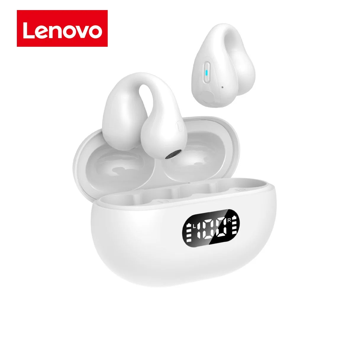 Audífonos Lenovo Originales de Conducción Ósea TWS, Auriculares Inalámbricos Bluetooth con Sonido Ambie, Tipo Pendiente, para Deporte