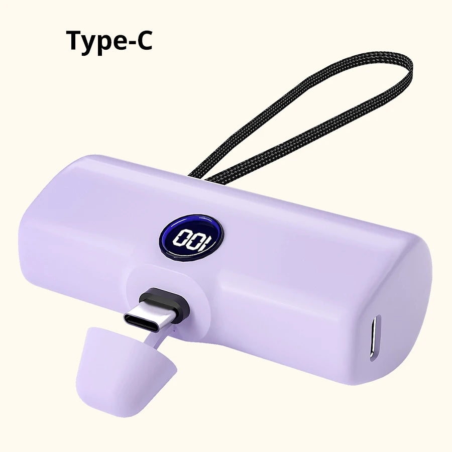 Banco de Energía de Carga Rápida, Cargador Portátil, Batería Externa para iPhone y Android, Pantalla LED Digital, Mini Powerbank de 5000mAh