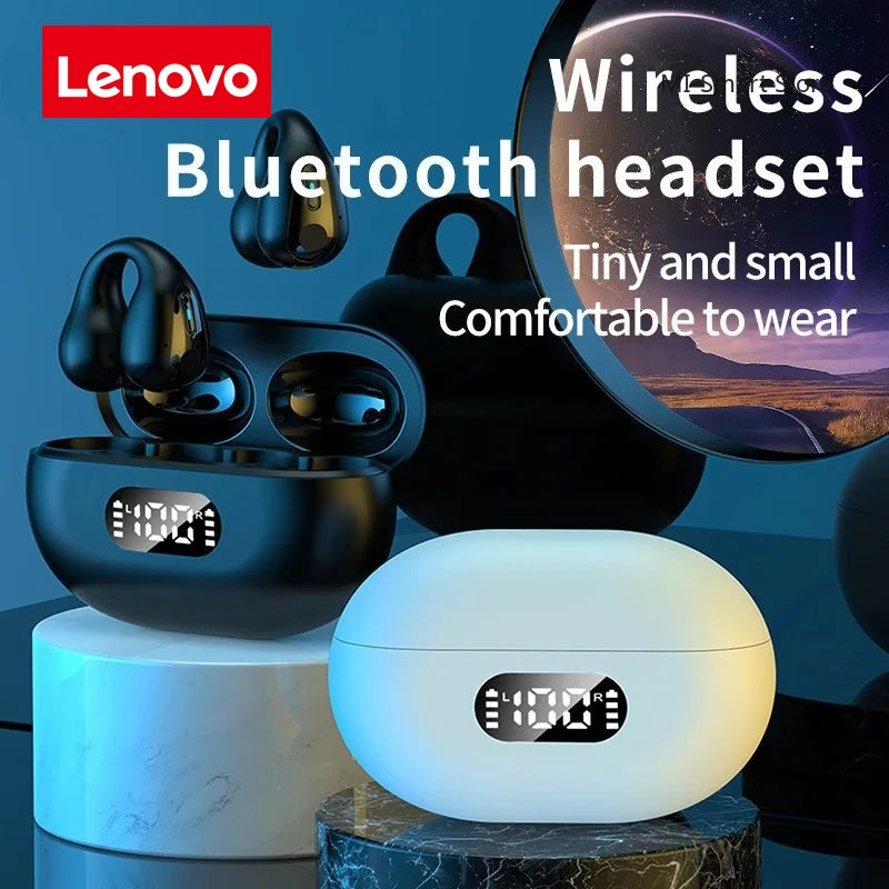 Audífonos Lenovo Originales de Conducción Ósea TWS, Auriculares Inalámbricos Bluetooth con Sonido Ambie, Tipo Pendiente, para Deporte