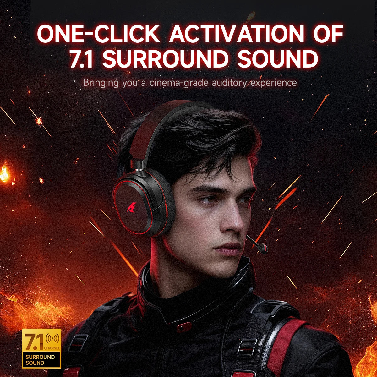 Auriculares Inalámbricos para Juegos Picun G2, Bluetooth 2.4G, Sonido Envolvente 7.1, Baja Latencia de 5ms, Micrófono ENC para PC, PS4, PS5, Teléfono, Switch