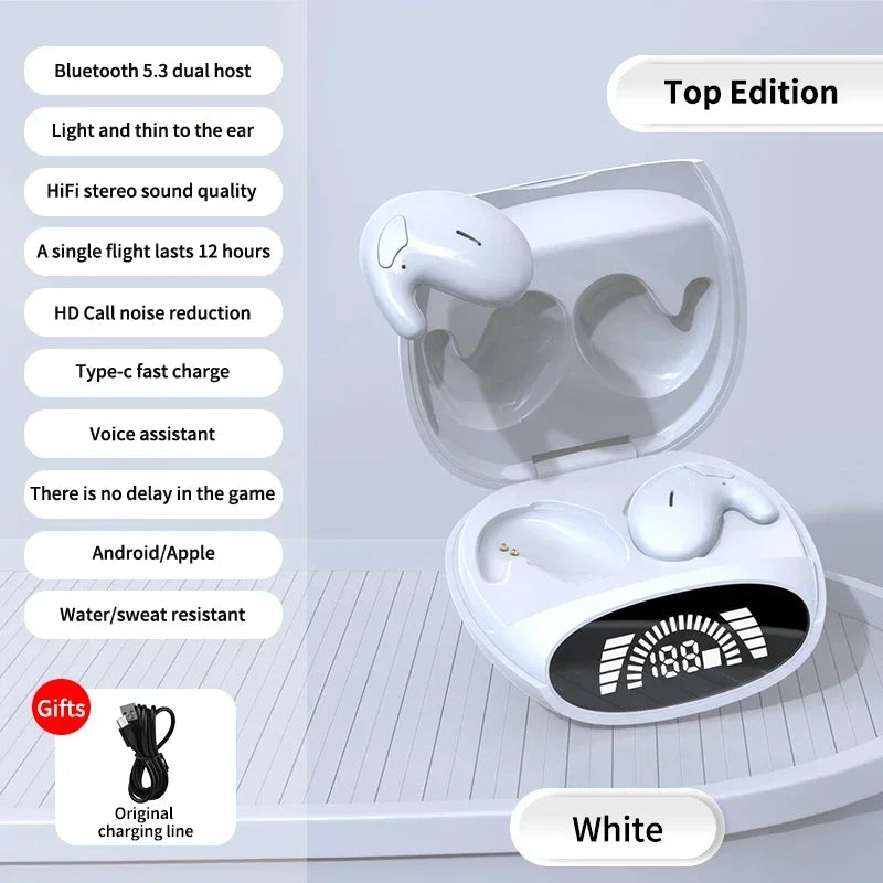 Auriculares inalámbricos con Bluetooth 5,3, dispositivo de audio TWS, Invisible, oculto, IPX5, impermeable, reducción de ruido, deportivo